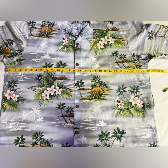 BLUE HAWAII Gray Tropical Print short sleeve button down shirt size XXL. - Picture 10 of 11